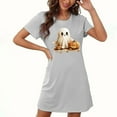 thumbnail image 5 of Sakmal Nightgowns for Women Soft Cute Halloween Night dress Ghost and Pumpkin Print Gray Short Sleeve Nightgowns, 5 of 5