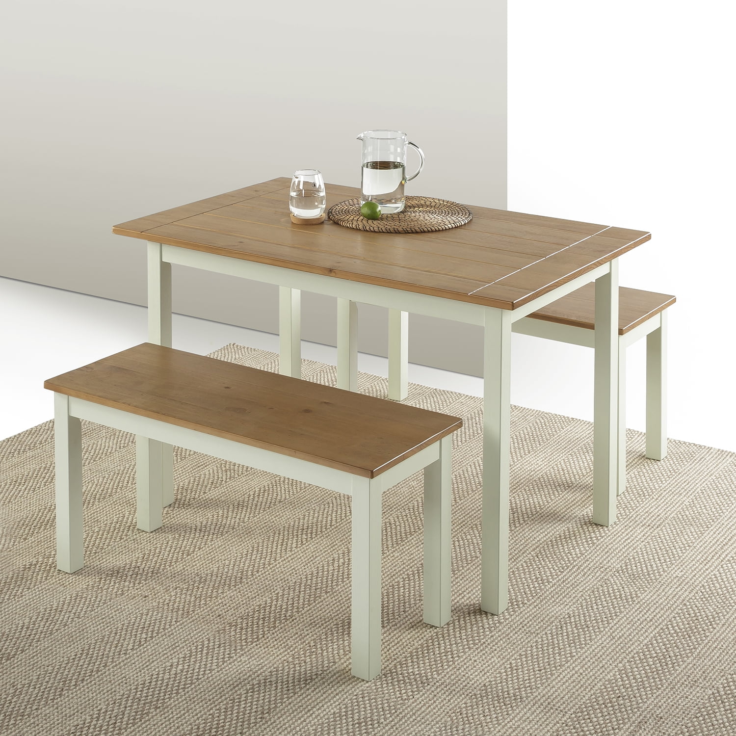 Zinus Farmhouse 3 Piece Dining Set Com