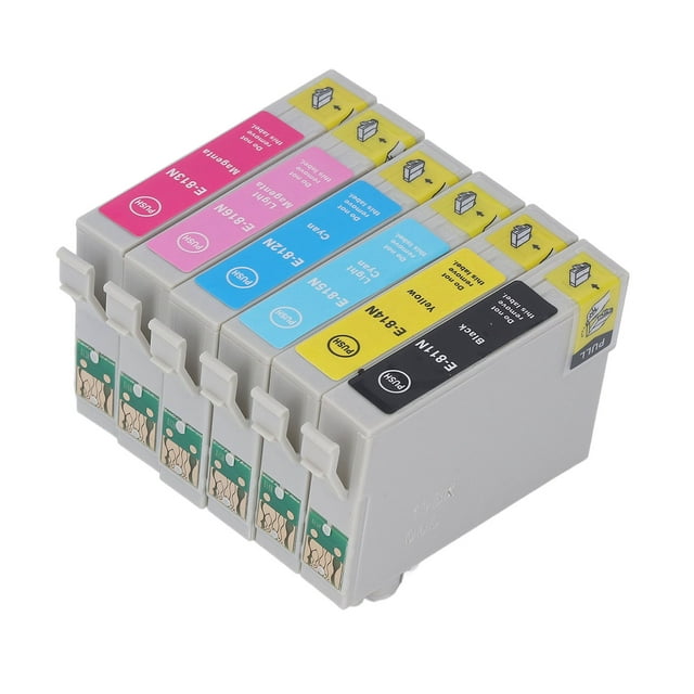 Printing Cartridges, Clear Printing Large Capacity 6 Colors Ink Perfect Match For Document T0811N T0812N T0813N T0814N T0815N T0816N