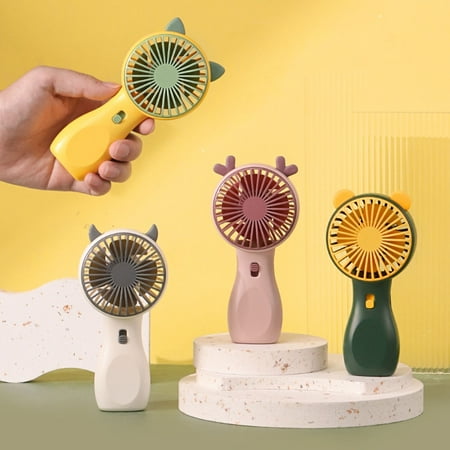 

Hesroicy Handheld Fan Rechargeable 2 Gears Simulated Natural Wind Night Light Stable Base Summer Desktop Electric Fan Daily Life Supply