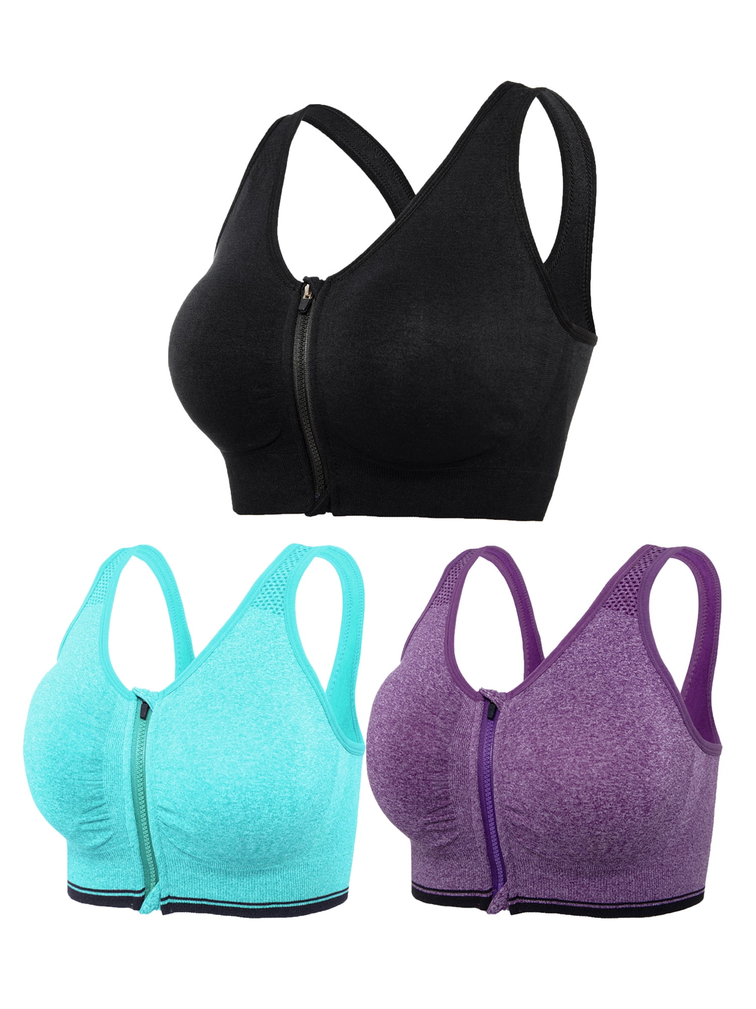 FANNYC 3 Pack Seamless Comfortable Sports Bra For Women Back Strappy  Longline Sports Bras Medium Support Yoga Workout Bra With Removable Pads 