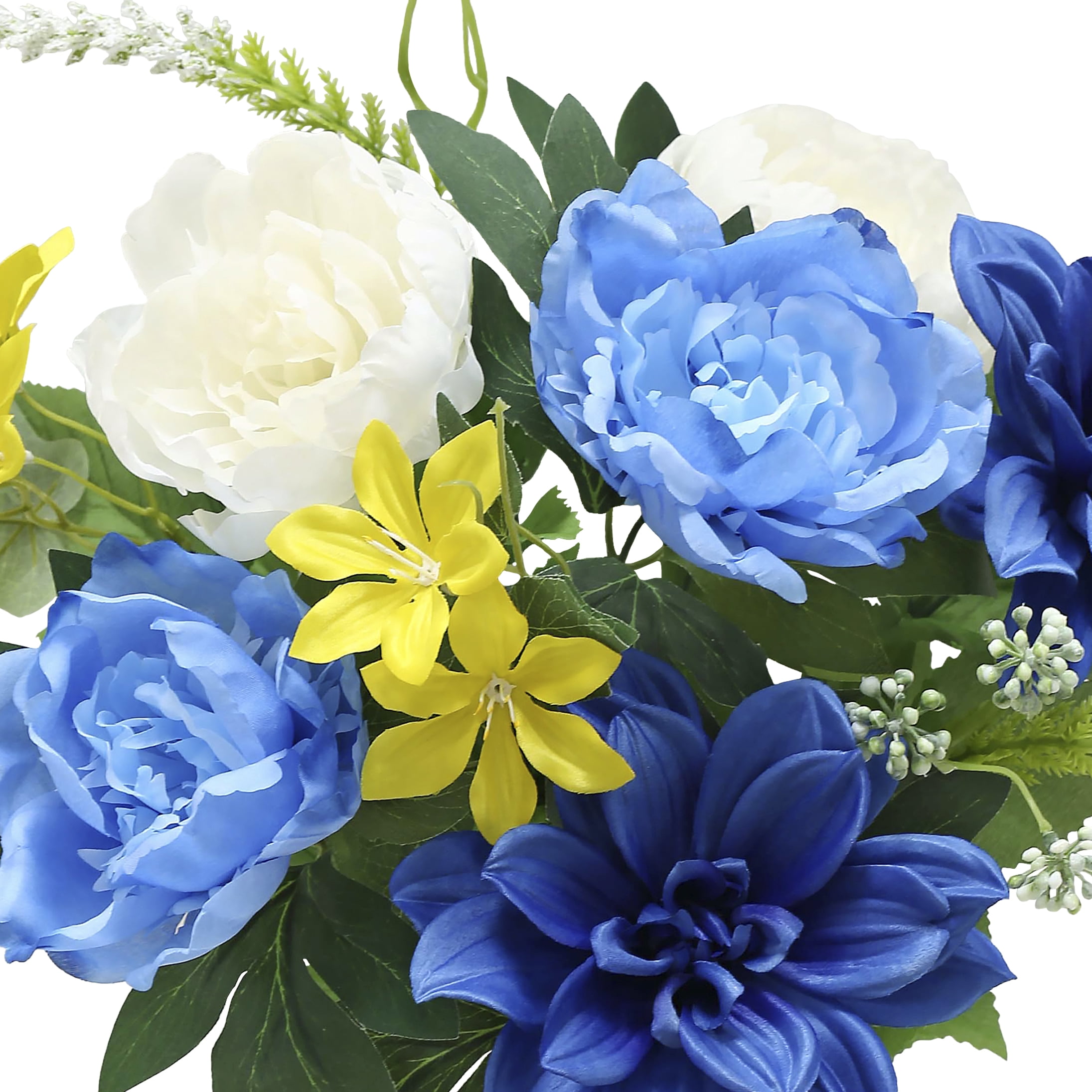 Mainstays 20 in Blue Peony Mixed Cemetery Bouquet, Artificial Flowers for Indoor/Outdoor Use