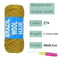 thumbnail image 2 of 2/3/4 Roll Natural Black Brazilian Wool Hair Yarn for Jumbo Braids Braiding Hair for Soft Faux Locs Goddess Locs Hair Extension Senegalese Twist Crochet Hair for Black Women(Natural Black,6Roll), 2 of 6