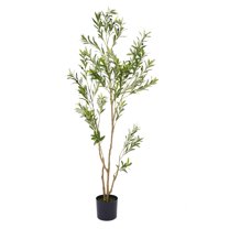 NOICOI Large Artificial Olive Tree 72" Tall Faux Silk Plant Natural Wood Trunk Indoor Office Home Decor