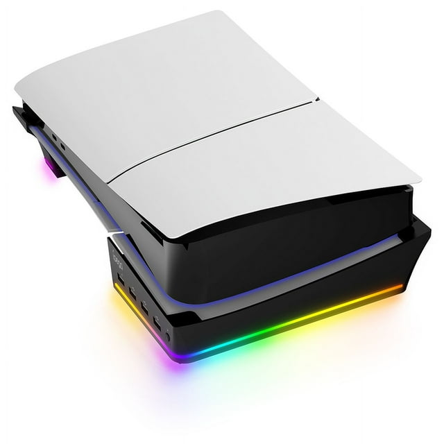 Horizontal Stand with RGB LED Light for P5 Slim &P5 Pro,Console Accessories with 14 Light Modes and 4-Port USB Ports