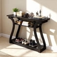 thumbnail image 3 of SuperDeal Simple Curve Console Table Porch Side Table Glossy MDF Blackish Brown, 3 of 9