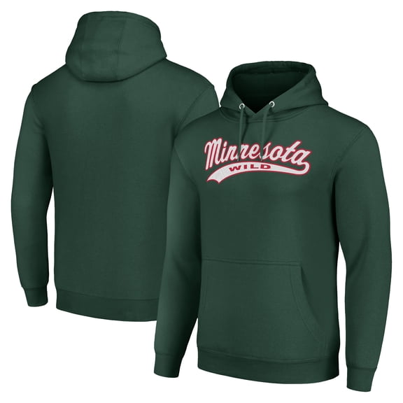 Men's Starter Green Minnesota Wild Tailsweep Fleece Tri-Blend Pullover Hoodie