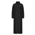 thumbnail image 5 of Utoimkio Women's Turtleneck Long Sleeve Loose Maxi Dress Fall Winter Casual Baggy Loose Long Dresses with Pockets, 5 of 6