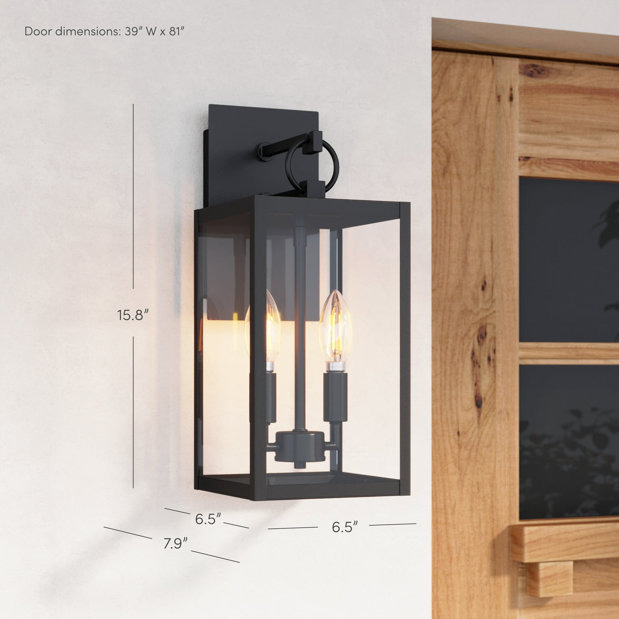 Nathan James Ferris Outdoor Black Wall Sconce Light Fixture with Iron Frame and Glass