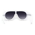 thumbnail image 4 of Maximalist Heavy Rhinestone Iced Plastic Racer Shield Sunglasses White Smoke, 4 of 4