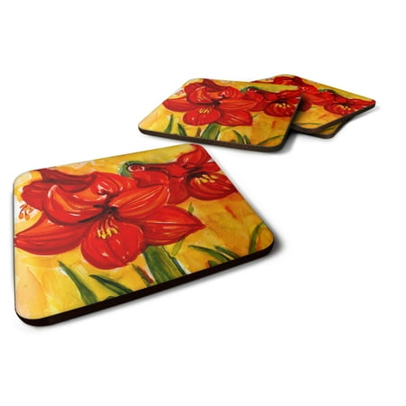 

Caroline s Treasures 6067FC Flower - Amaryllis Foam Coaster Set of 4 3 1/2 x 3 1/2 multicolor