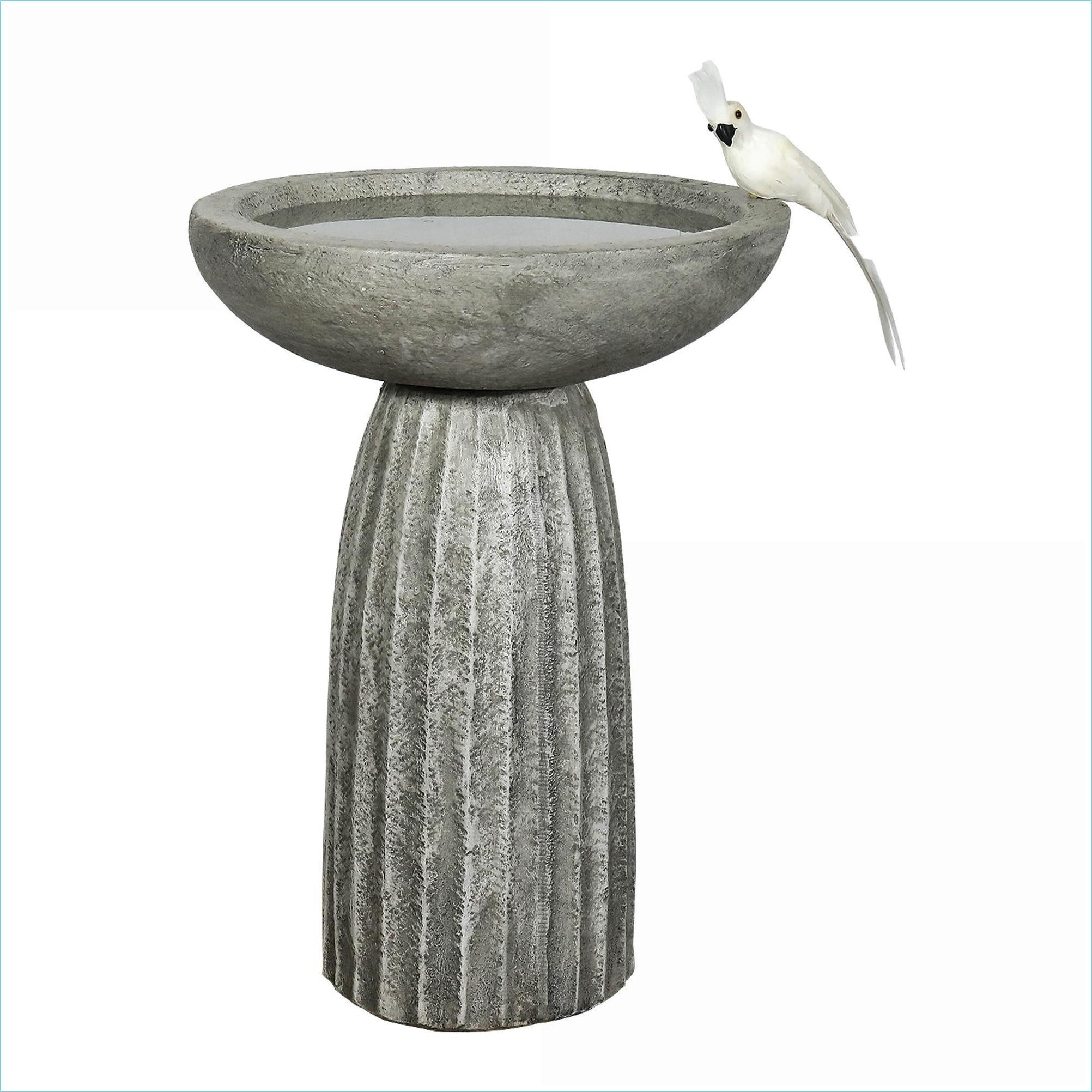 Bird Baths | 24.4" H Weather Resistant Pedestal Bird Bath for Patio Garden | Concrete Cement | Slate Gray