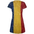 thumbnail image 2 of Distressed Romanian Flag Juniors V-Neck Beach Cover-Up Dress, 2 of 2