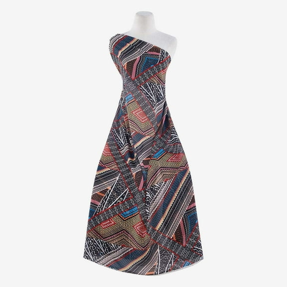 Zelouf Zs1703Zz Print Hi Mutli Chiffon , Sewing, DIY, Crafts Fabric by the Yard, 934 Black/fire, 3 Yard