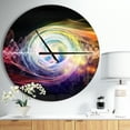 thumbnail image 2 of DesignArt Bright Wave Particle in Air on Black Large Wall Clock, 2 of 2