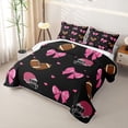 thumbnail image 3 of Erosebridal Teens Sport Football Print Quilt Full,Pink Rugby Bowtie Full Bedspread Sets for Girls Boys, 3 of 7