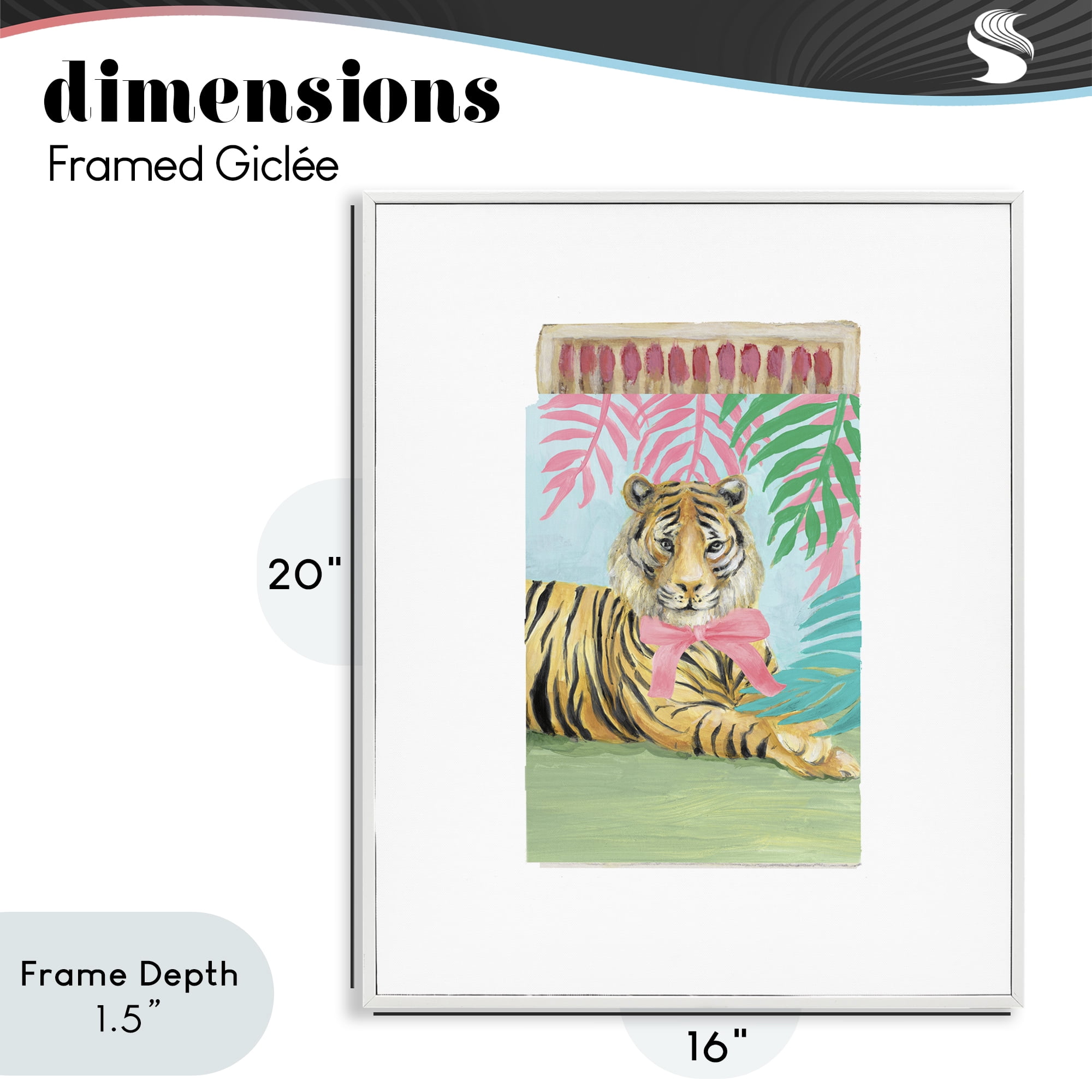 Stupell Industries Tropical Tiger Matchbook White Framed Giclee Art, design by Lanie Loreth