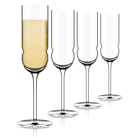 Luigi Bormioli Grandioso Prosecco/Sparkling 7 Oz. Wine Glass - Set of 4, Clear
