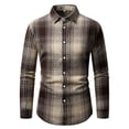 thumbnail image 4 of WRKEKC Plaid Shirt Men Long Sleeve Button-Down Flannel Shirts Casual Turn-Down Collar Loose Fit Daily Tops, 4 of 9