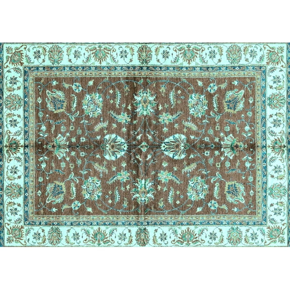 Ahgly Company Indoor Rectangle Oriental Light Blue Traditional Area Rugs, 2' x 4'