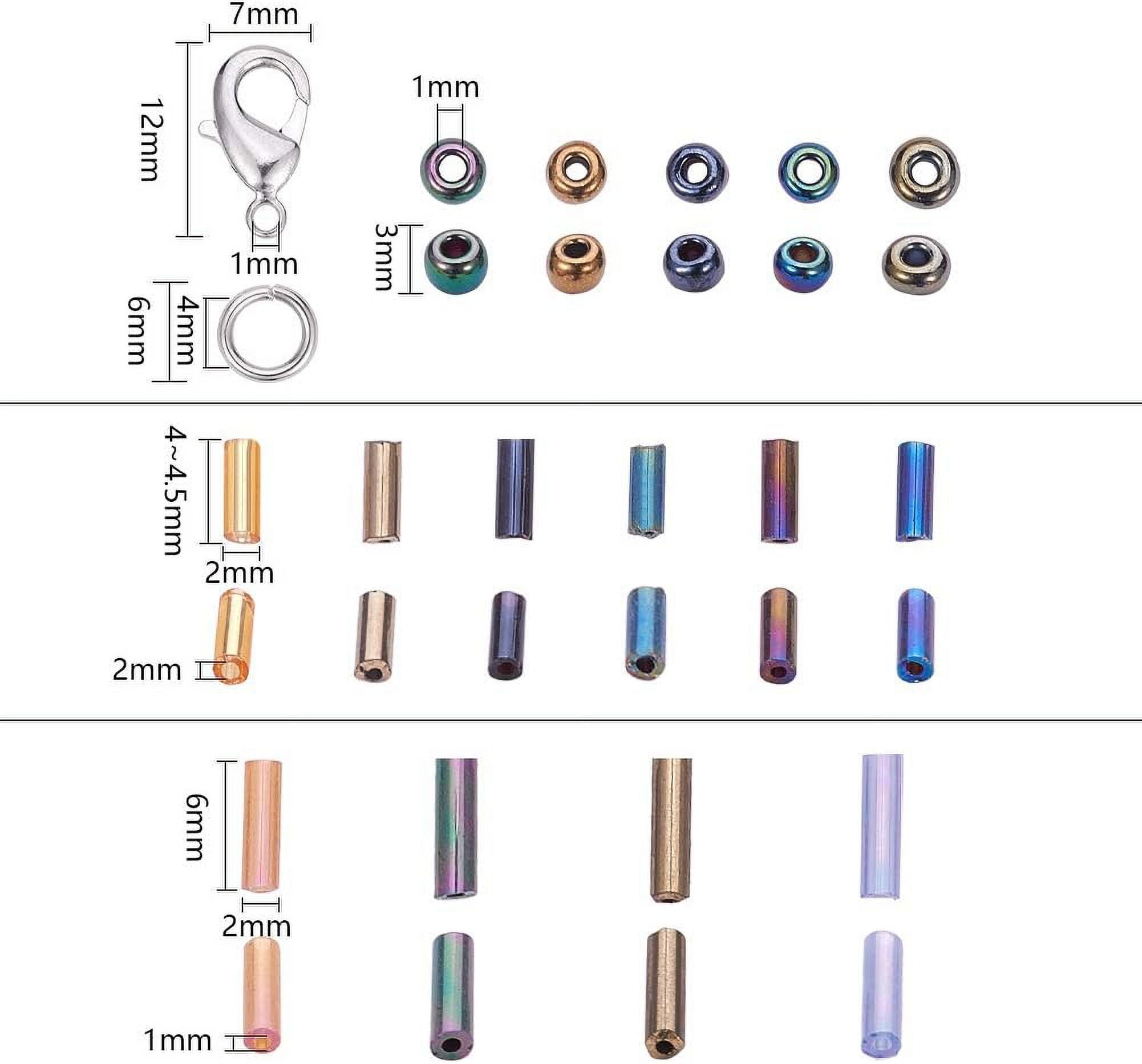 DIY Making Glass Seed Beads Cords Crystal Thread Brass Lobster Claw Clasps and Jump Rings Platinum 140x108x30mm