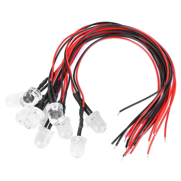 Diodo LED con cable, 50 piezas 12 V LED Luz pre LED Diodo emisor de luz con cable Respuesta rápida Jadeshay A