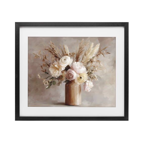 Stupell Industries Elegant Wheat Bouquet in Vase Black Framed Print Under Glass, design by Franklyn Gregory