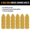 thumbnail image 4 of Dura-Gold Premium Mouse Detail Sander Sandpaper Sanding Sheets - 120 Grit (Box of 24) - 5 Hole Pattern Hook & Loop Triangle Mouse Discs - Woodworking Wood, Furniture Crafting, Sand Auto Paint, 4 of 6