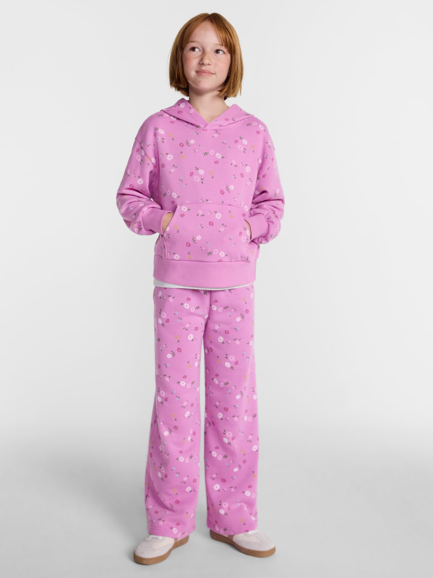 Wonder Nation Girls Wide Leg Fleece Pants, Sizes 4-18 & Plus