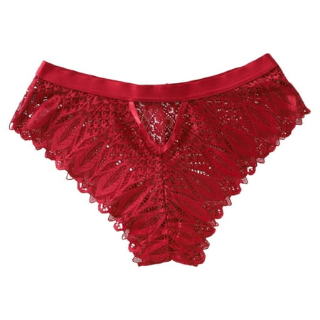 GHSOHS Womens Underwear Pantys Shaping Underwear for Women Cotton Boyshort Underwear for Women Bow Strap Panties Mid Waist Lace Briefs Cotton Crotch Seamless Underwear No Show Lace Panties Red B M