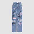 thumbnail image 3 of Kiijoy Girls Fashion Graphic Ripped Jeans High Waisted Loose Denim Pants, Blue, Sizes 7-12, 3 of 5