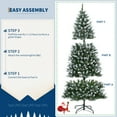 thumbnail image 3 of CazToi 7.5Ft Artificial Pre-Lit Pinecones Christmas Tree Snow Flocked for Indoor Outdoor with Stand Holiday Christmas Decor, 3 of 8