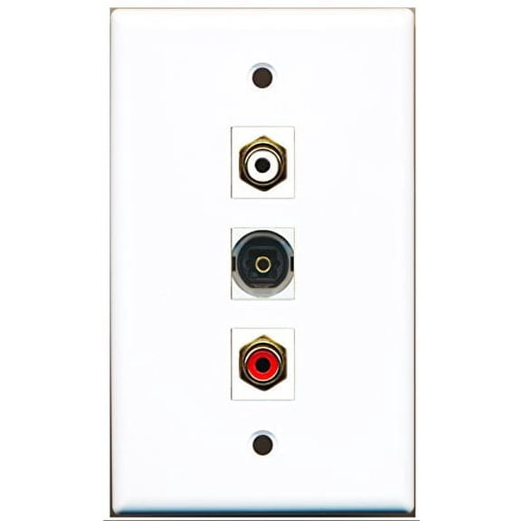 RiteAV - 1 Port RCA Red and 1 Port RCA White and 1 Port Toslink Wall Plate