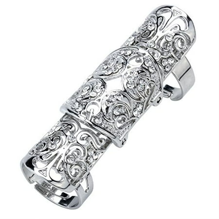 Szxc Jewelry Women s Crystal Double Full Finger Armor Knuckle Ring Adjustable