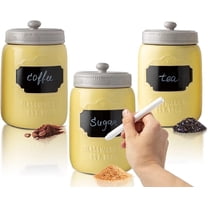 Comfify Canister Set, Ceramic, Mason Jar Style, 3-Piece, 12.85 oz Capacity for Kitchen Storage
