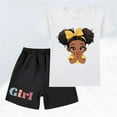 thumbnail image 2 of CYRBOKO Outfit Sets for Toddler Girls, Elastic Waist Cotton Short Sleeve Comfy Graphic Tee and Shorts White Size 2-3 T, 2 of 3
