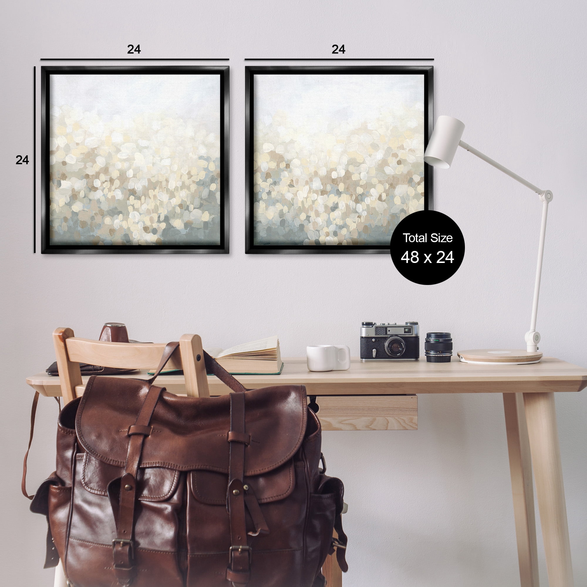 Stupell Industries Subtle Speckled Landscape Abstract Painting Black Floater Framed Canvas Art Print Wall Art, 25 x 25, Set of 2