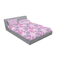 thumbnail image 2 of Ambesonne Paisley Fitted Sheet & Pillow Sham Set, Art Effects, Full, Fuchsia Lilac, 2 of 2