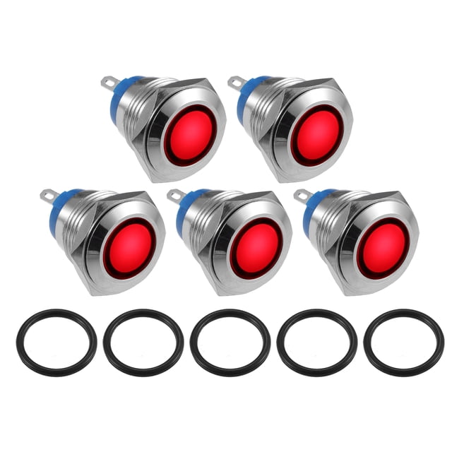 Unique Bargains 5pcs LED Indicator Light 16mm 233V AC Signal Warning Light for Car Truck Interior Red