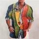 thumbnail image 1 of Camisa casual de diseño de solapa con estampado retro de manga larga para hombre de moda, suave y cómoda, de seda lisa, para hombre 2024, 1 of 6