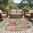 thumbnail image 4 of Round Rugs 5Ft, Flowers Vintage Round Area Rug Washable Indoor Throw Carpet, Green Leaves Pastoral Floral Country Soft Non Slip Circle Rug for Cabinet Bathroom Home Decor Aesthetic, 4 of 8
