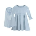 thumbnail image 2 of Antinious Girls Princess Dress Elegant Princess Dress Long Sleeve Crew Neck Dress,Toddler Girls Outer Dress,Kids Party Dress,Light Blue,110, 2 of 5
