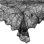 eZAKKA Halloween Table Cloth, Spider Webs Tablecloths Black Tablecloth Lace Fabric Table Cloths Spooky Table Cover for Rectangle Tables for Parties Gothic Halloween Home Decorations, 60x84 Inch