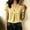 Yellow, variant on Ayolanni Flowy T Shirts for Women Business Short Sleeve V-Neck Solid Blouse Fitted Ladies Rolled Shirts 2026 Summer Tops Blue L