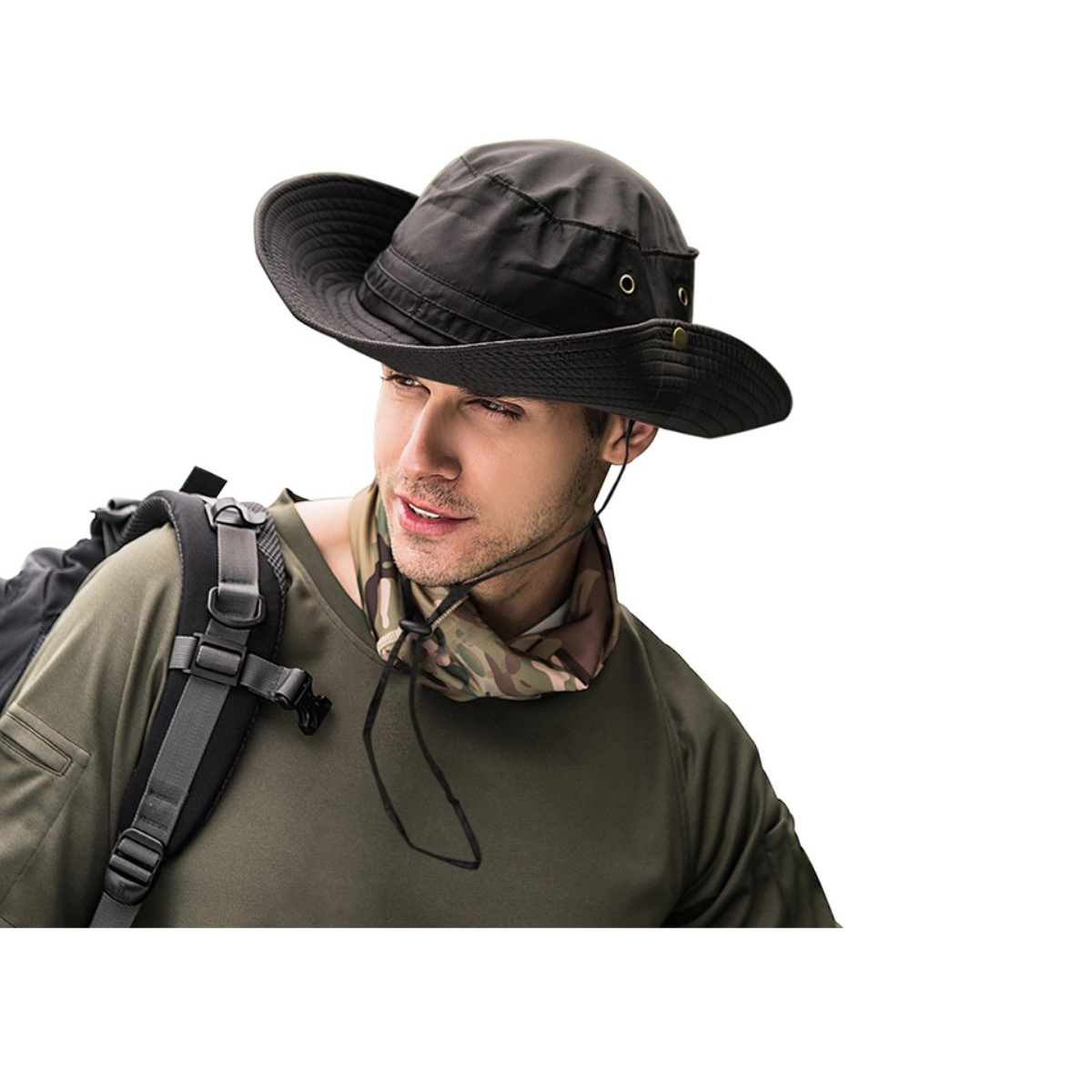 Men's Outdoor Sun Hat Bucket Fishing Hiking Cap Wide Brim UV Protection