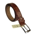 thumbnail image 4 of Men Genuine Leather Belt PIERO ROSSI Turkey Soft Crocodile print 1014 Cognac, 4 of 5