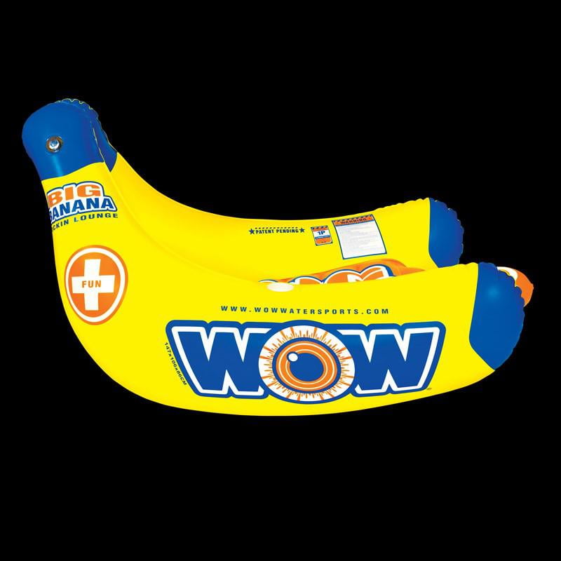 WOW World of Watersports 13-2020 1 Person Big Banana Inflatable Lounge 2 Cup Holders 