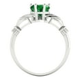 thumbnail image 4 of 1.05 ctw Claddagh Anniversary Ring for Women | Heart Cut Simulated Emerald | Hyperallergenic Solid 18K White Gold, 4 of 5