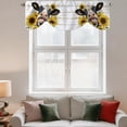 Cow Animal Tie Up Valances Curtain, Yellow Sunflower White Wood Striped ...