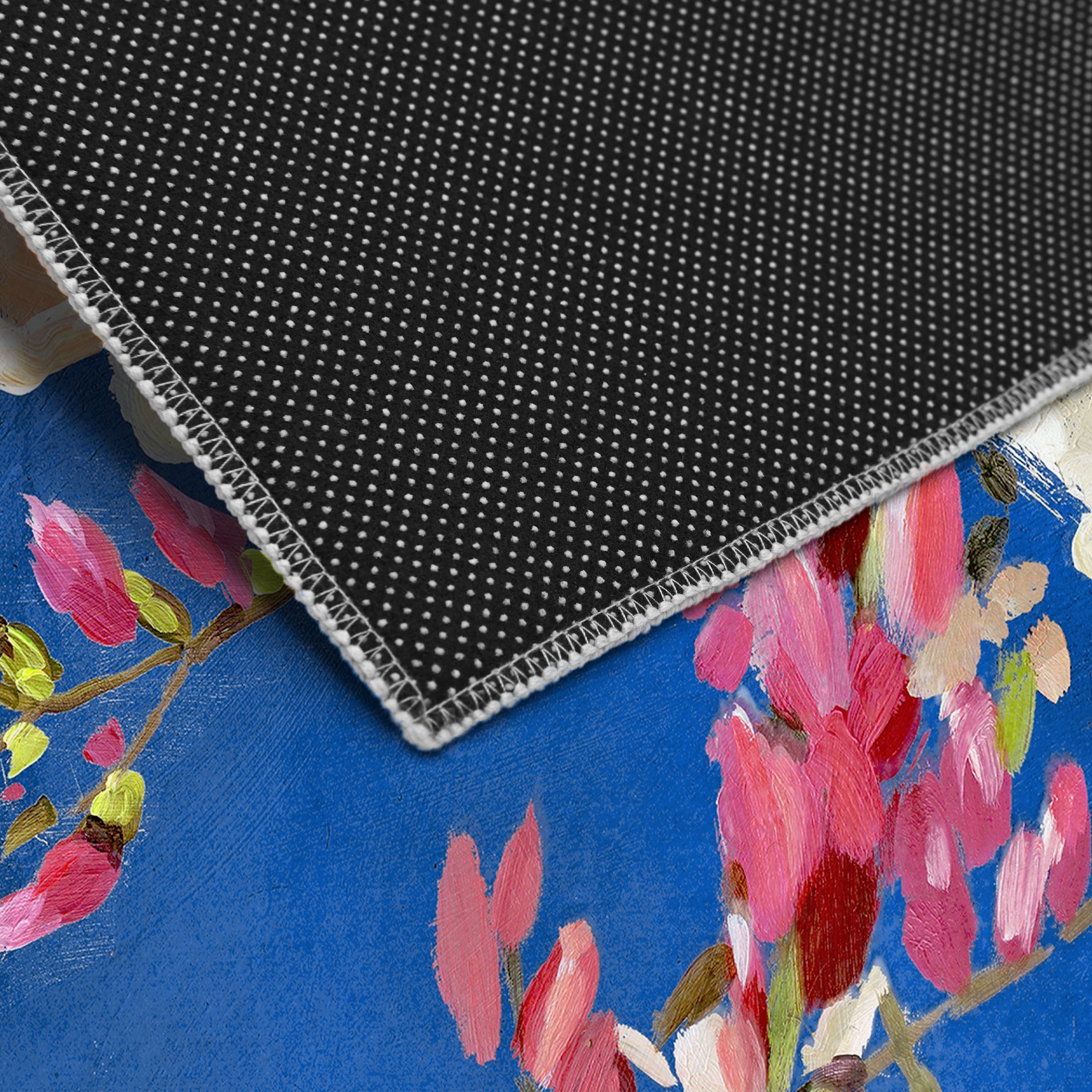 Midnight Flowers I, 8'x10' Hand Washable Art Area Rug
